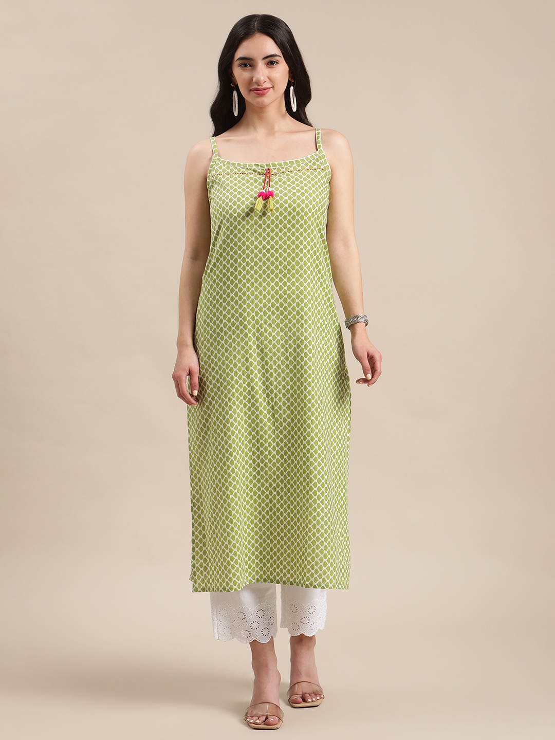 

Varanga Women Green Geometric Printed Kurta