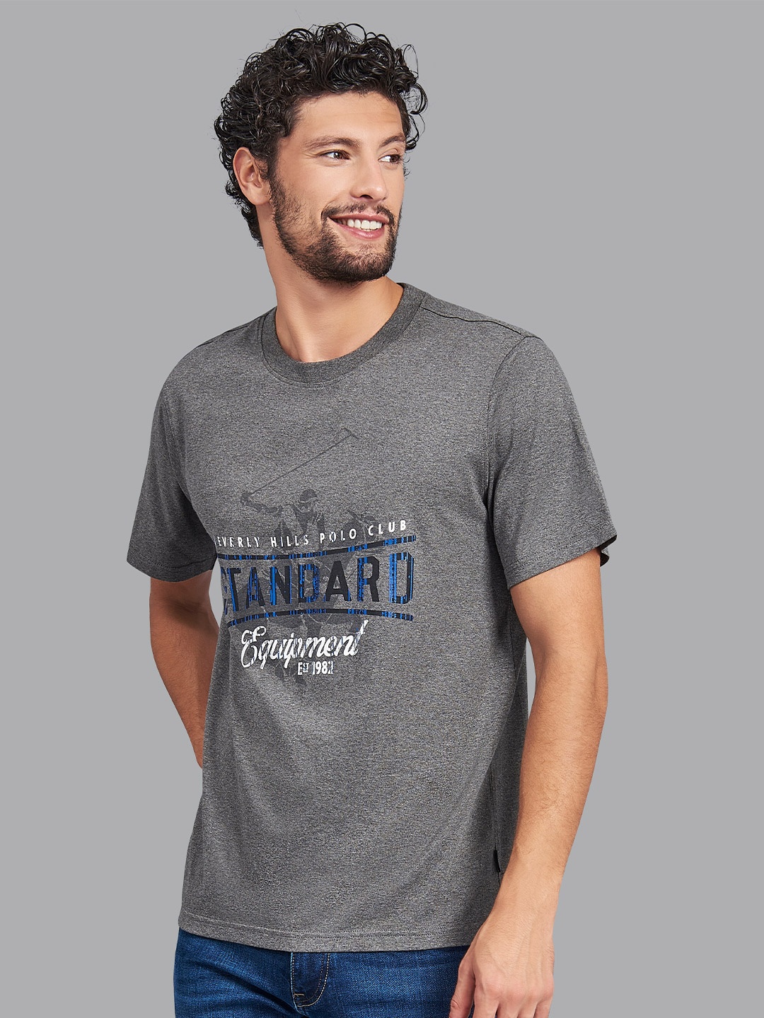 

Beverly Hills Polo Club Men Grey Printed T-shirt