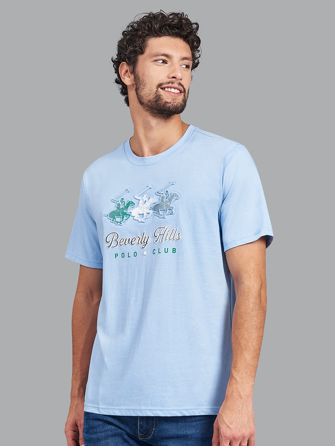 

Beverly Hills Polo Club Men Blue Floral Printed T-shirt