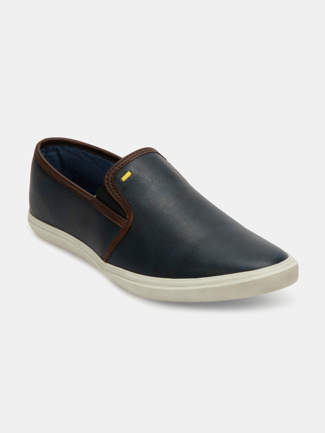 

ID Men Navy Blue Leather Slip-On Sneakers