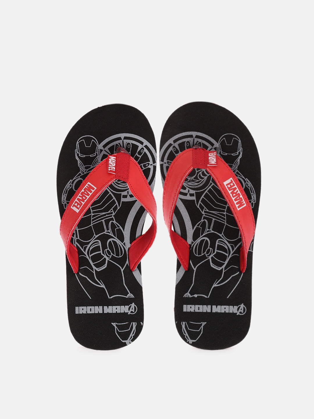 

toothless Boys Black & Red Marvel Avengers Printed Rubber Thong Flip-Flops