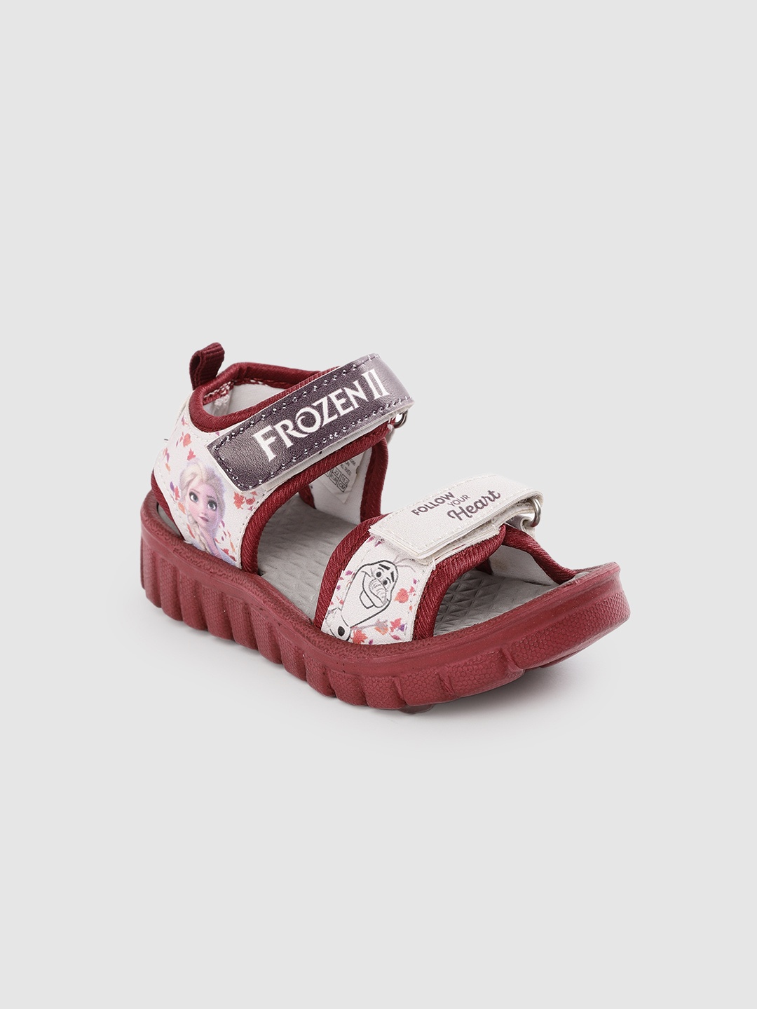 

toothless Girls Maroon & Pink Frozen Printed Comfort Sandals