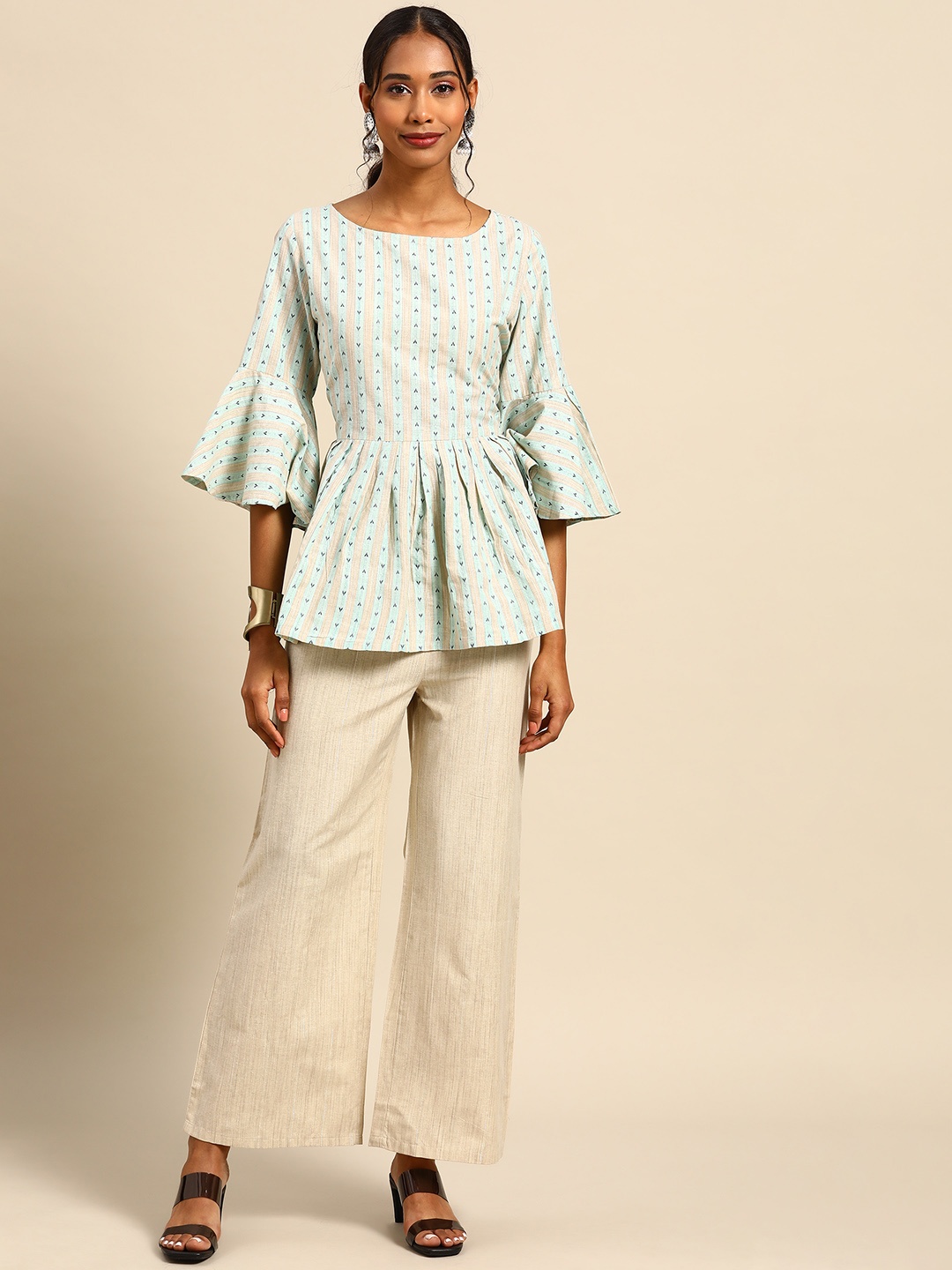 

Prakhya Women Blue Printed Top with Palazzos