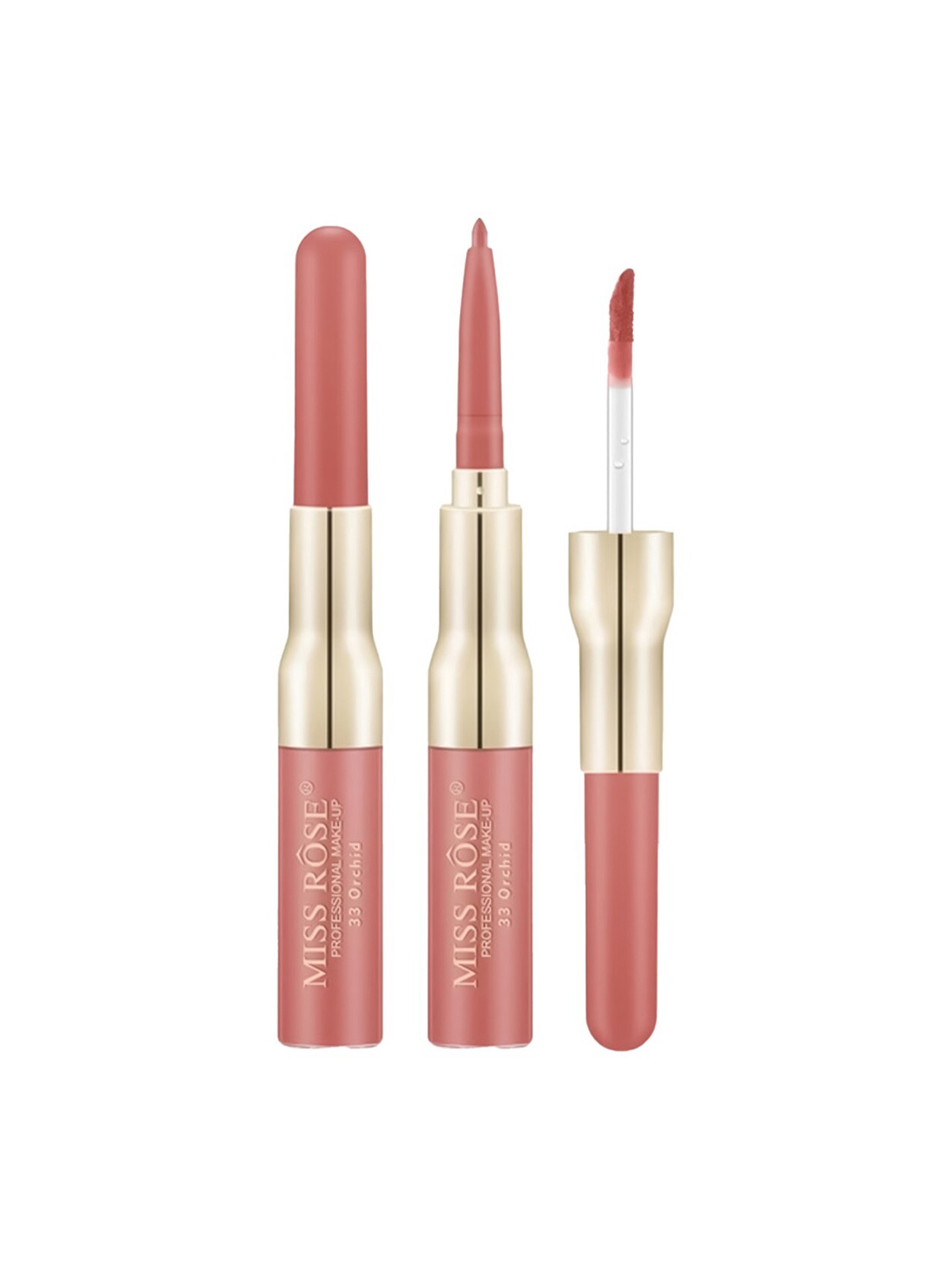 

MISS ROSE 2 in 1 Matte Lipliner And Liquid Lip Gloss - 33 Orchid, Nude