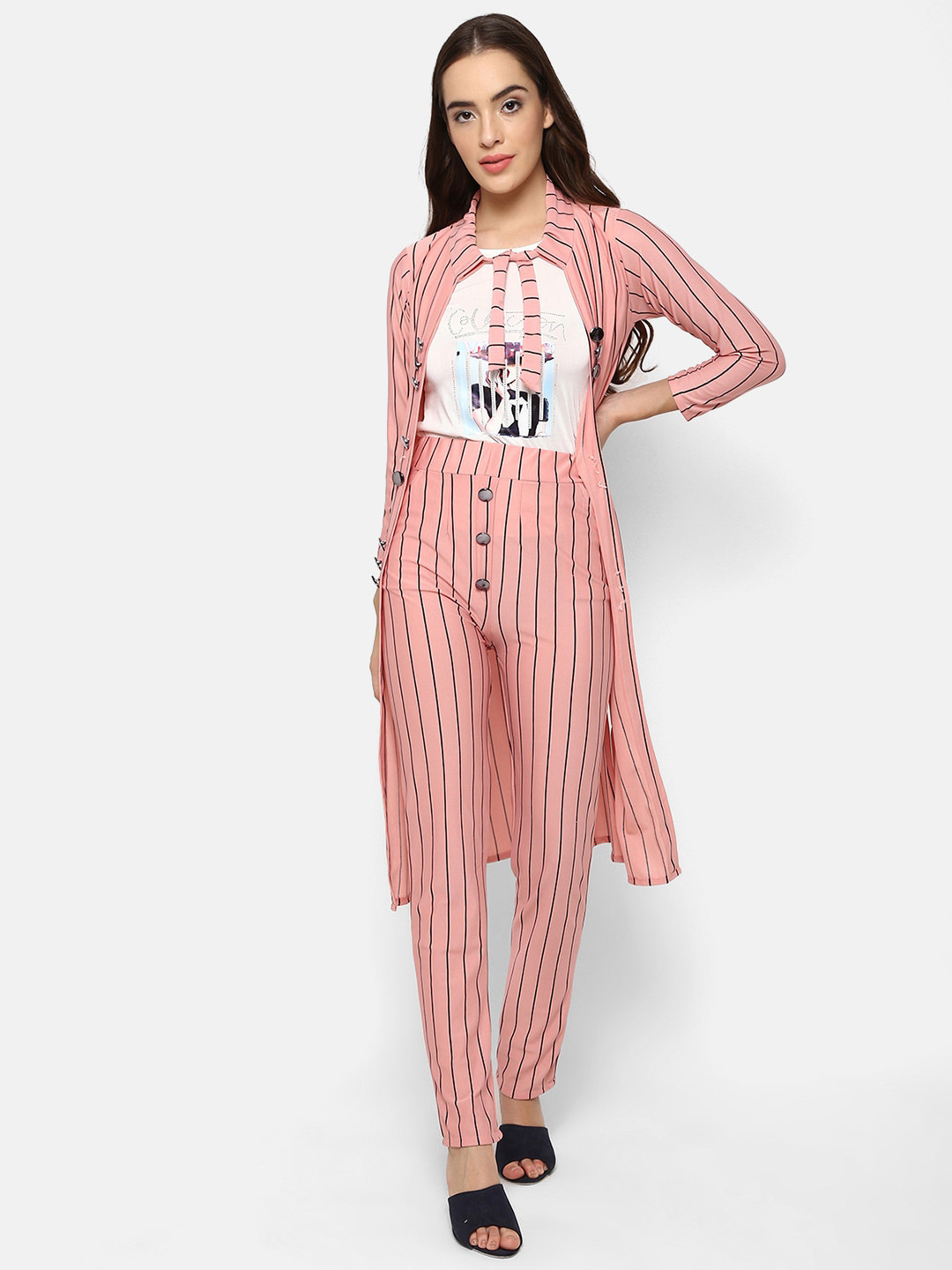 

V2 Value & Variety Peach-Coloured Print Top