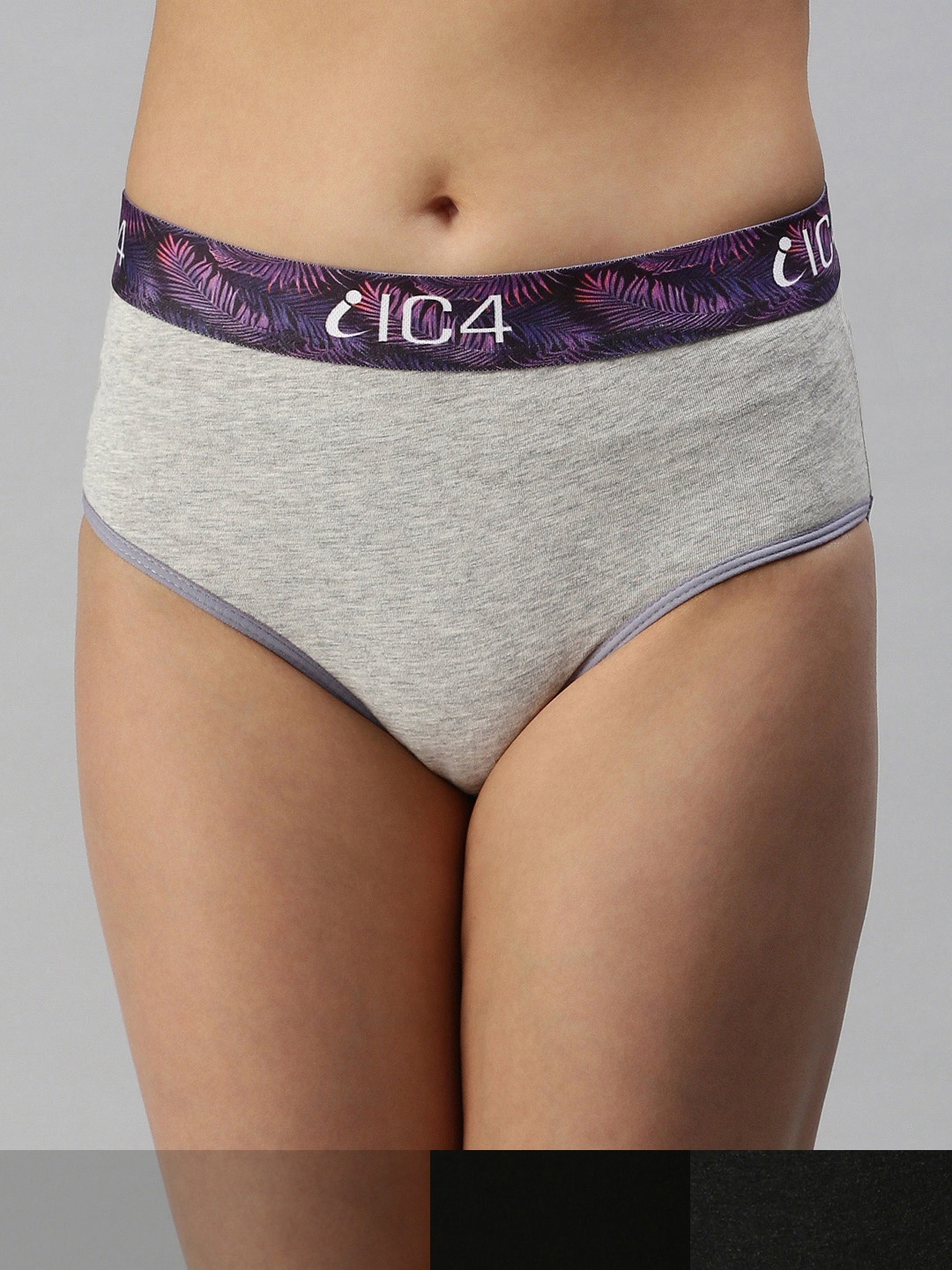 

IC4 Women Grey Melange & Charcoal Grey Solid Pack Of 3 Hipster Briefs-0B-C-G-1011P3