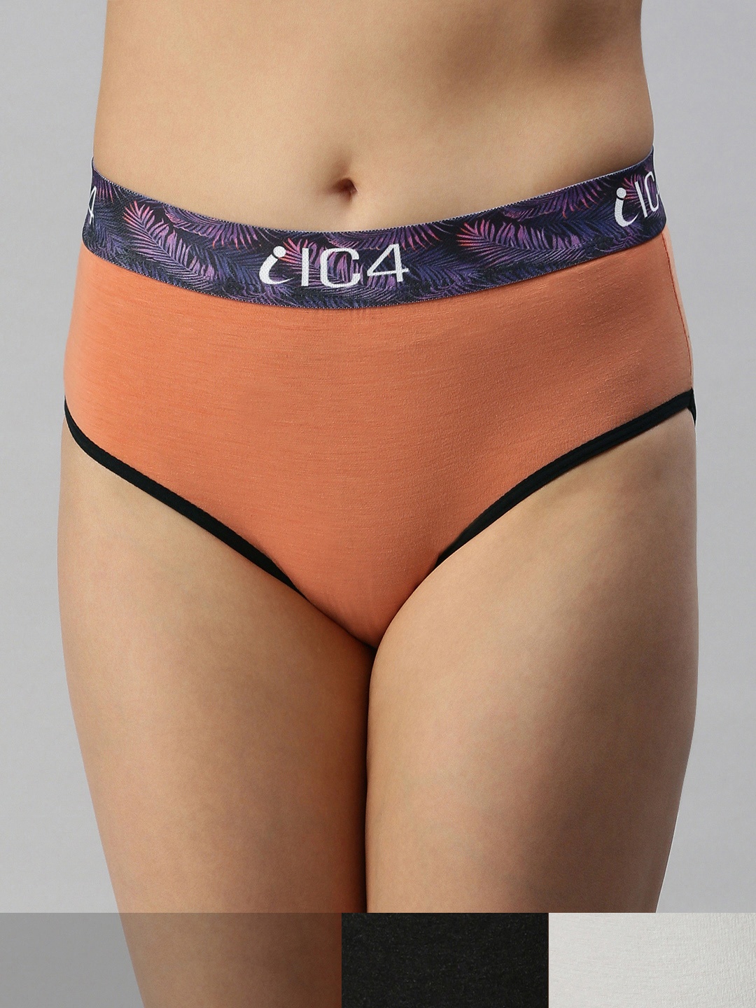 

IC4 Women Peach & White Solid Pack Of 3 Hipster Briefs- 0C-O-W-1011P3