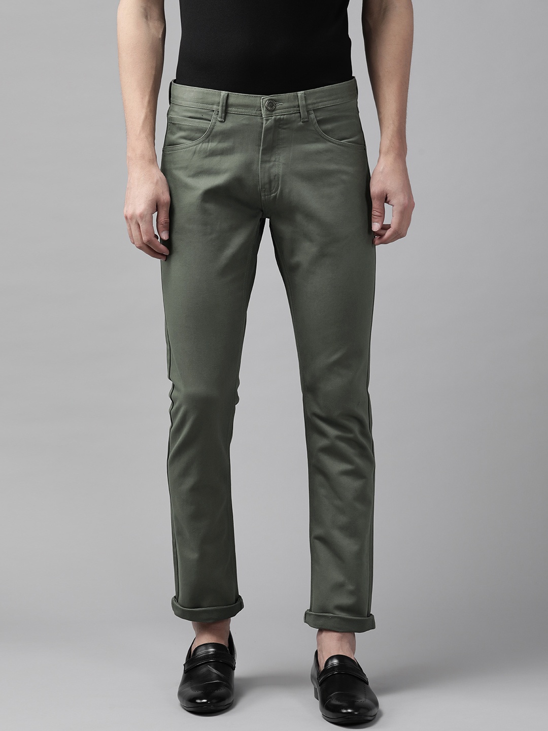 

Blackberrys Men Olive Green Sharp B5P Slim Fit Chinos
