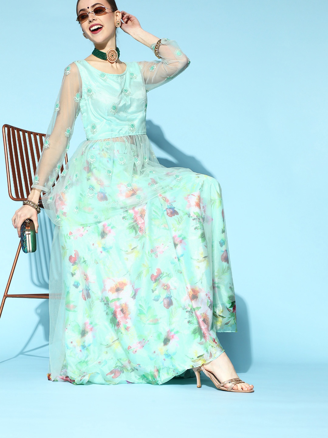 

RedRound Green Embroidered Semi-Stitched Lehenga Choli