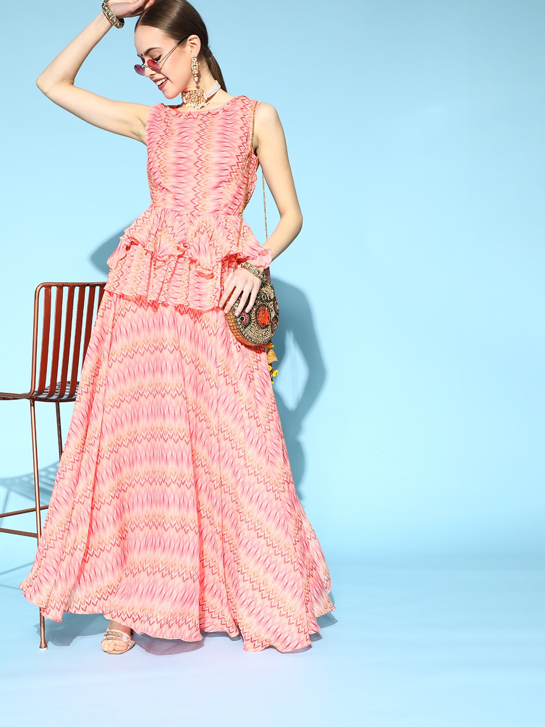 

RedRound Pink Printed Semi-Stitched Lehenga Choli