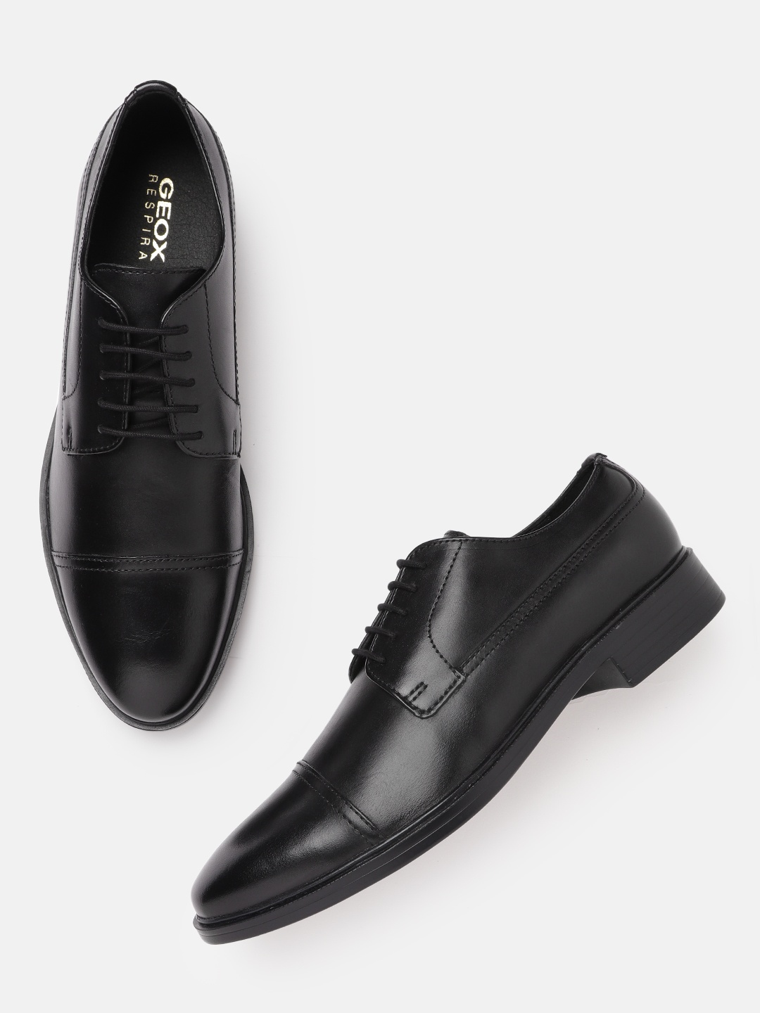 

Geox Men Black Leather Formal Derbys