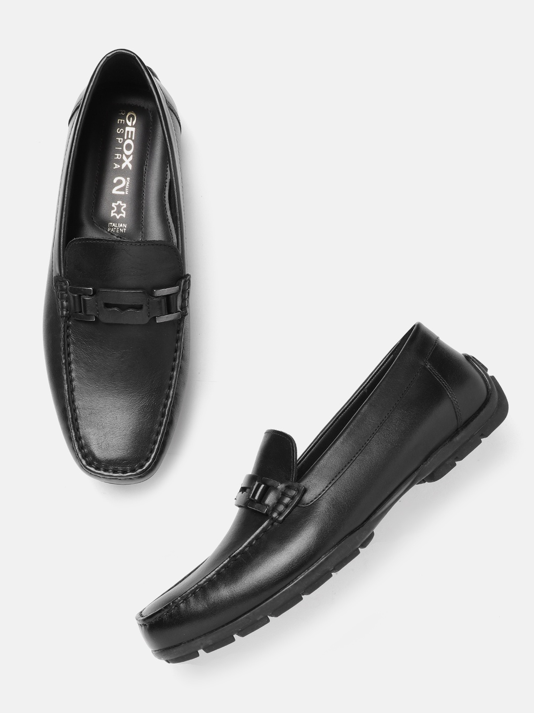 

Geox Men Black Leather Loafers