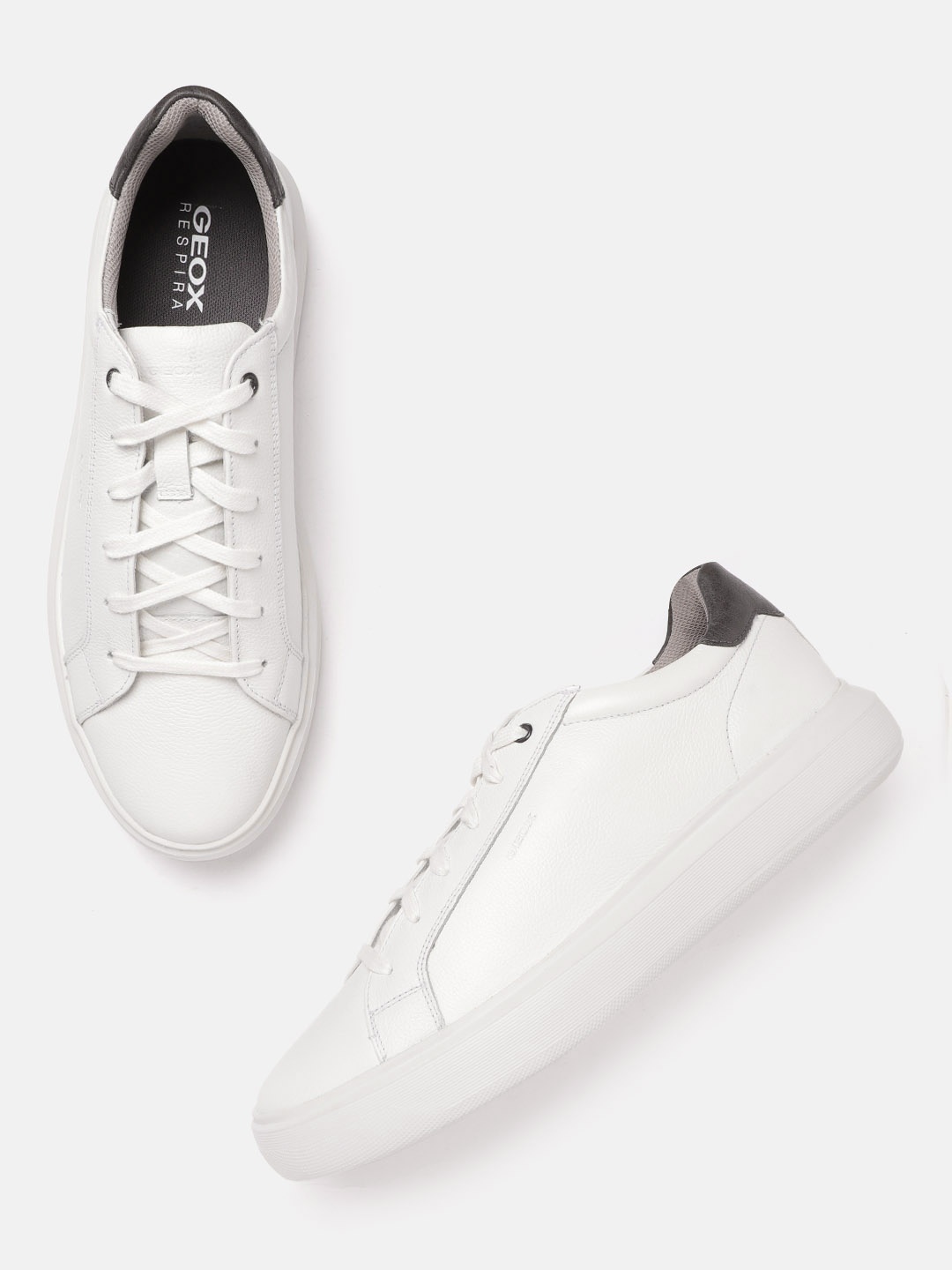 

Geox Men White Leather Sneakers