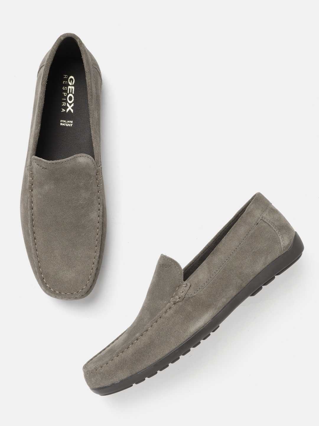 

Geox Men Grey Leather Loafers