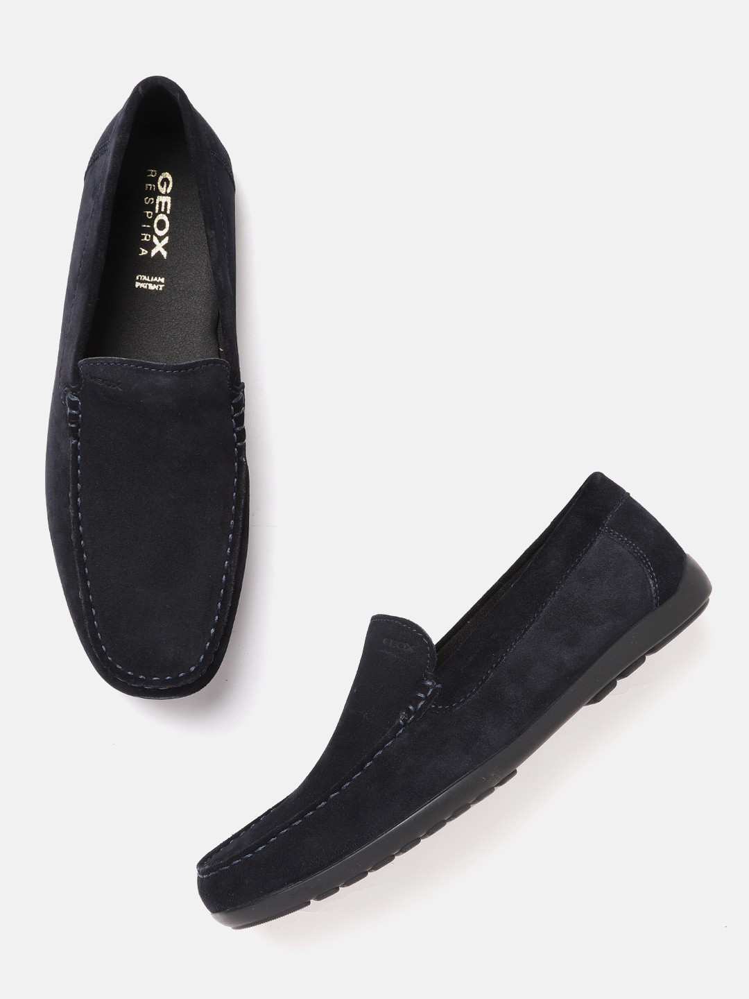 

Geox Men Navy Blue Leather Sneakers