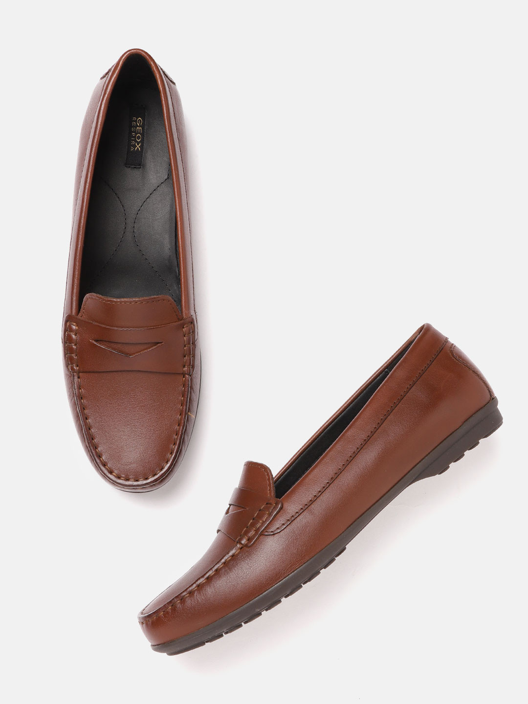 

Geox Women Brown Leather Slip-On Sneakers