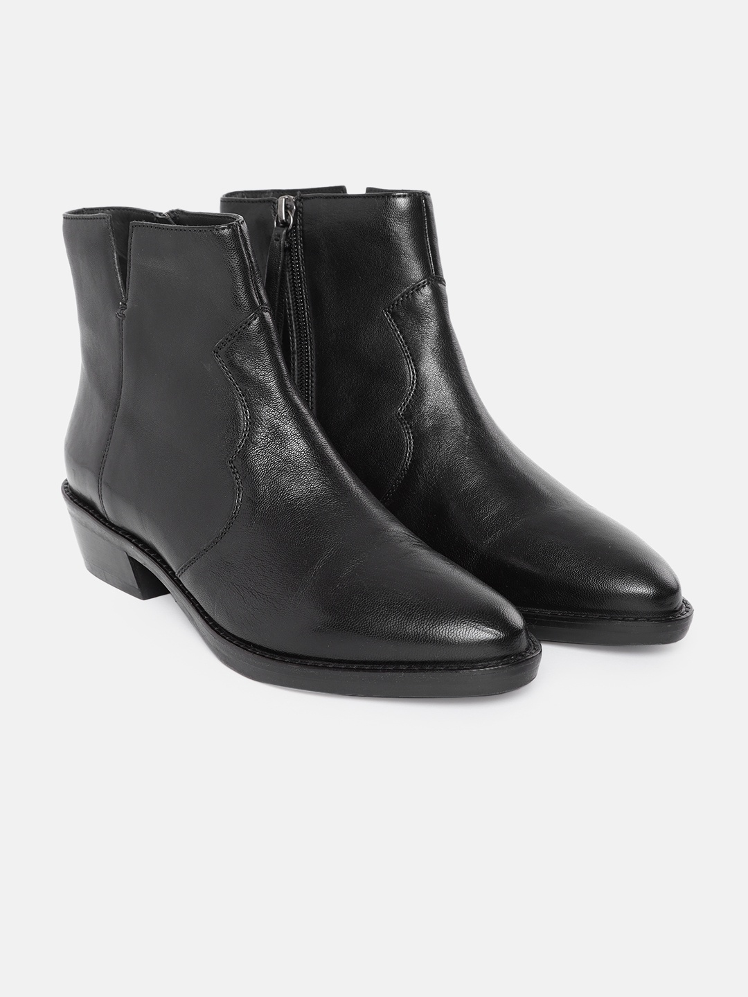 

Geox Black Leather High-Top Platform Heeled Boots