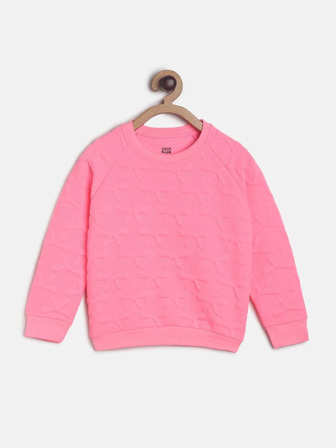 

MINI KLUB Girls Pink Self-Design Sweatshirt