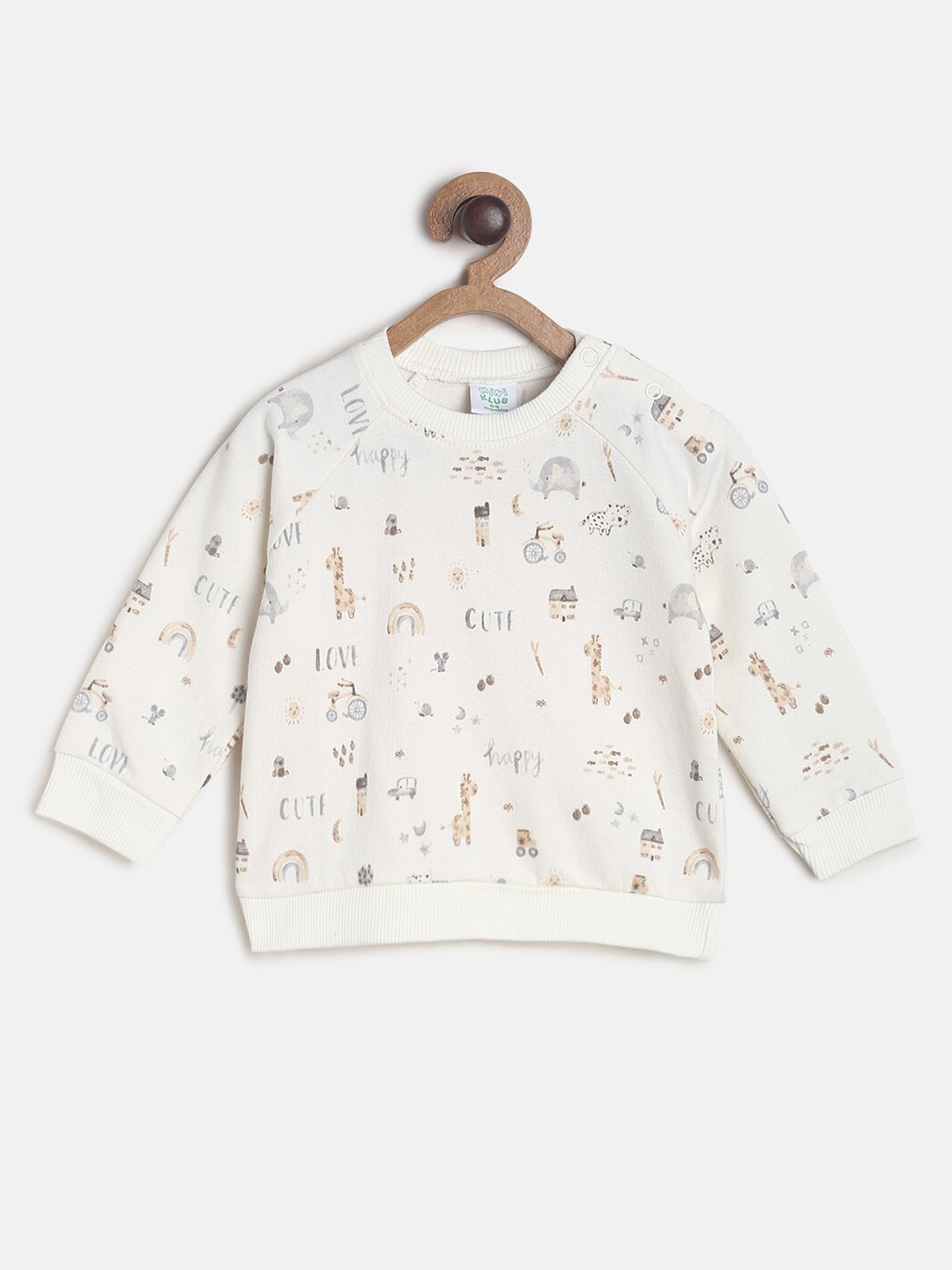 

MINI KLUB Boys Beige Printed Pure Cotton Sweatshirt