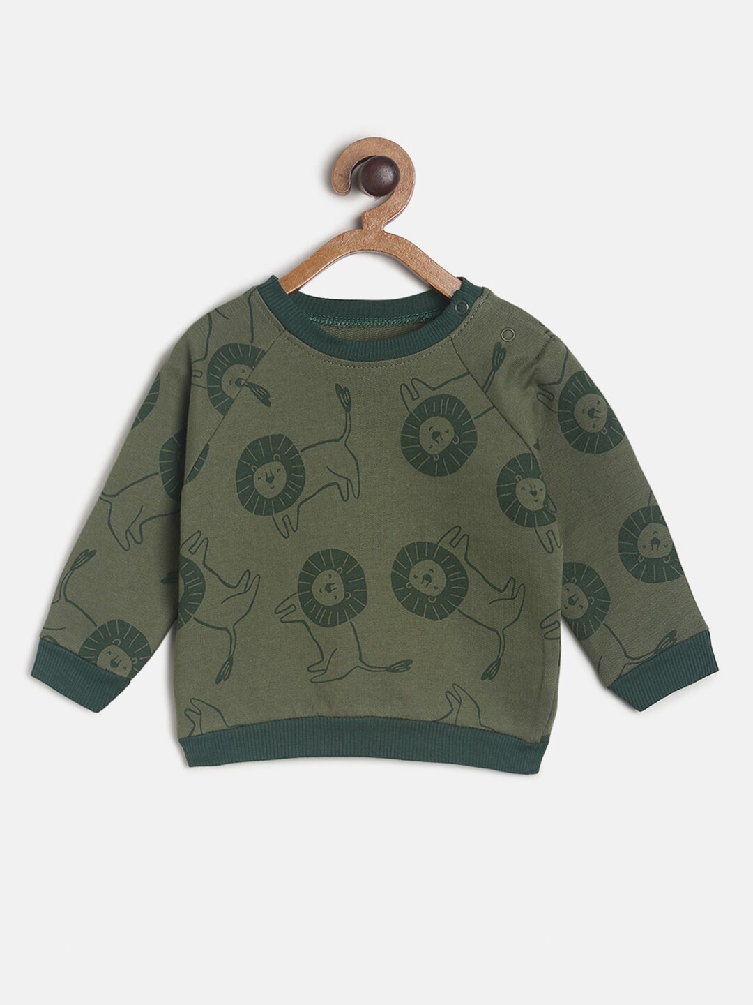 

MINI KLUB Boys Green Graphic Printed Pure Cotton Sweatshirt