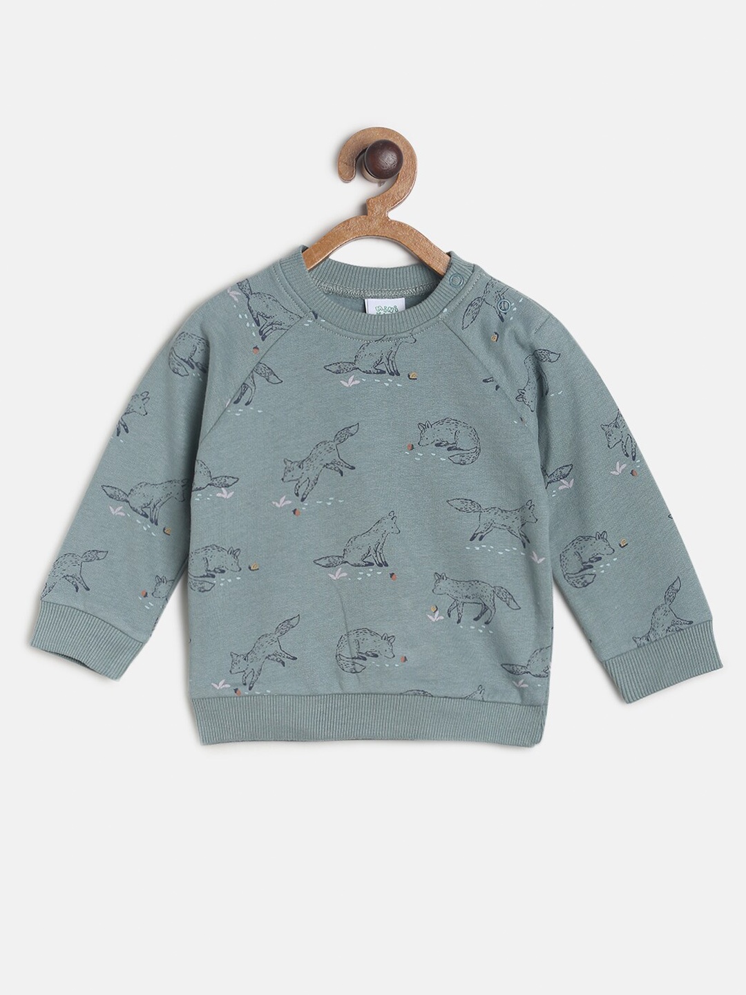 

MINI KLUB Boys Green Printed Pure Cotton Sweatshirt