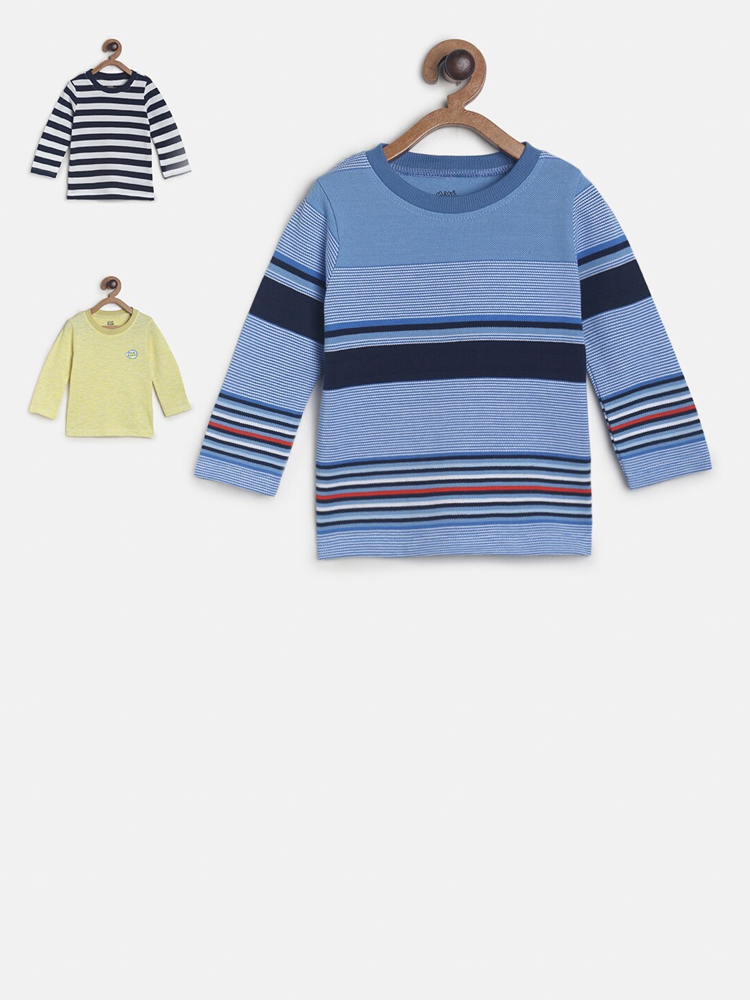 

MINI KLUB Boys Multicoloured 3 Striped Applique T-shirt, Multi