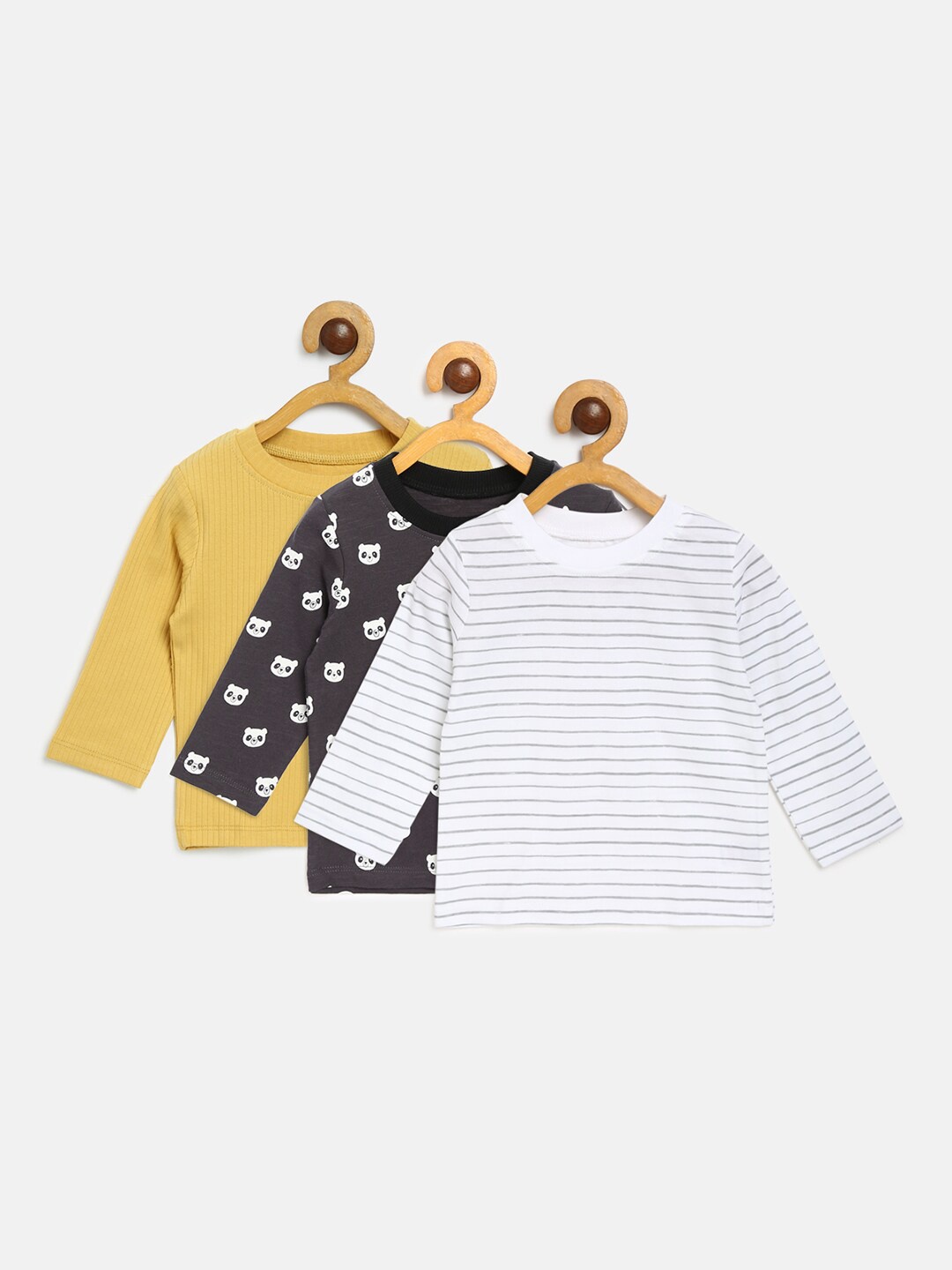 

MINI KLUB Boys Pack Of 3 Striped Pure Cotton T-shirt, Yellow