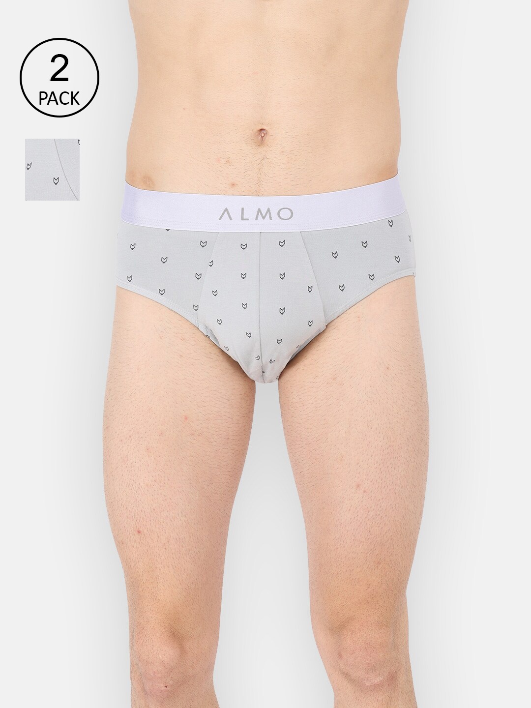 

Almo Wear Men Pack of 2 Grey Micromodal Printed Briefs MM-B-LGLG