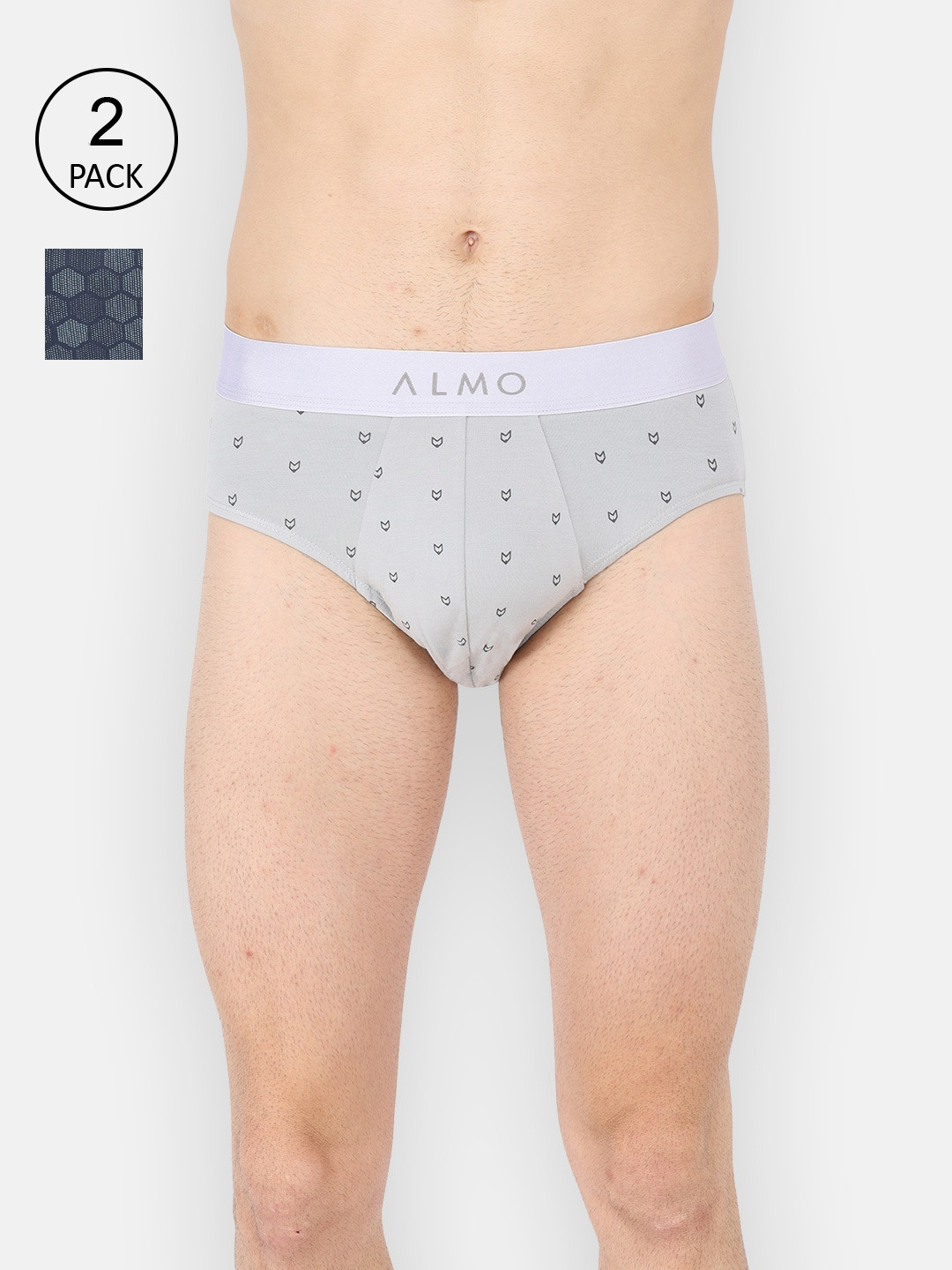 

Almo Wear Men Pack of 2 Grey & Blue Micromodal Printed Briefs MM-B-LGHB