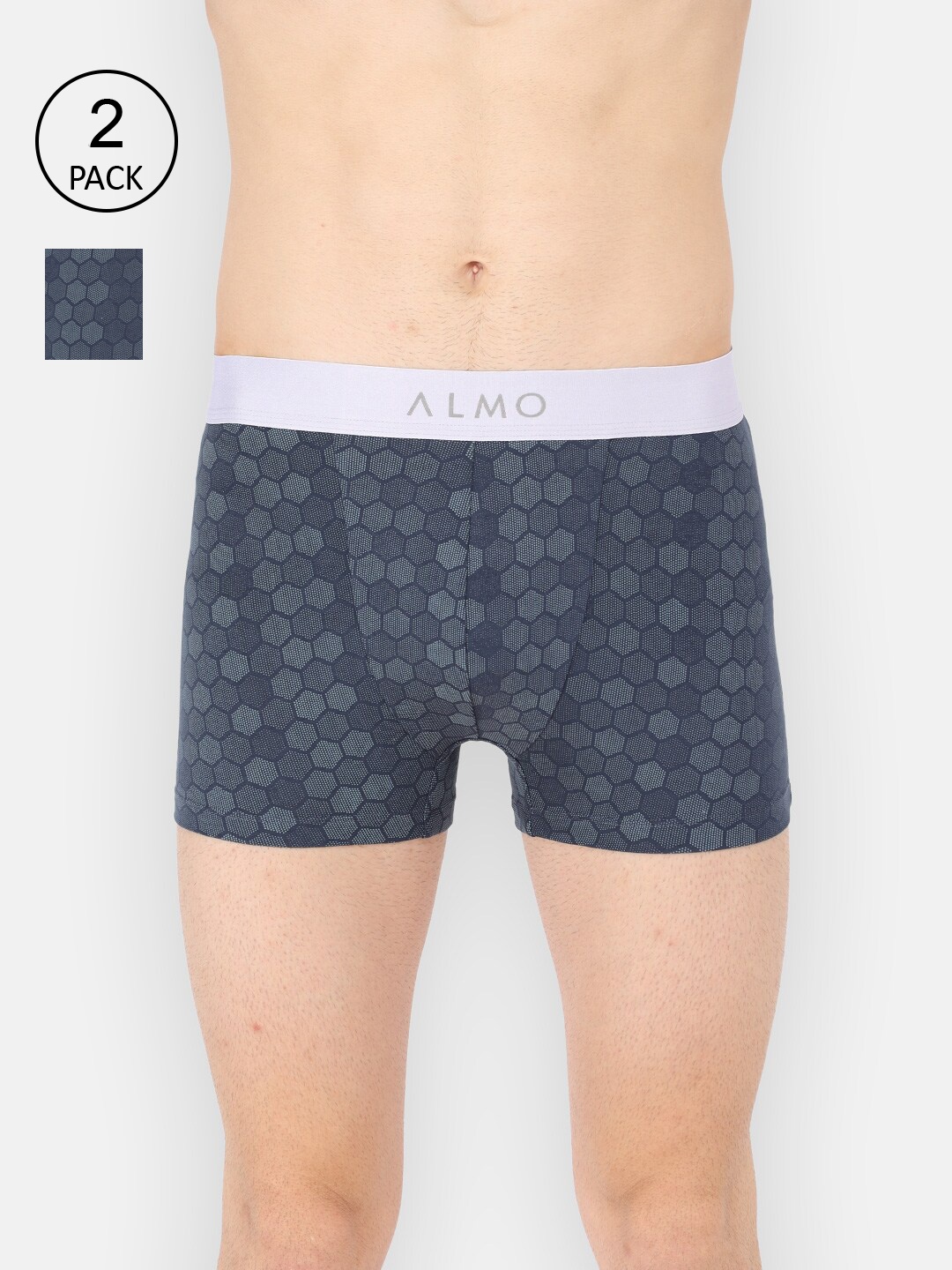 

Almo Wear Men Pack Of 2 Blue Micromodal Printed Trunks-MM-T-HBHB