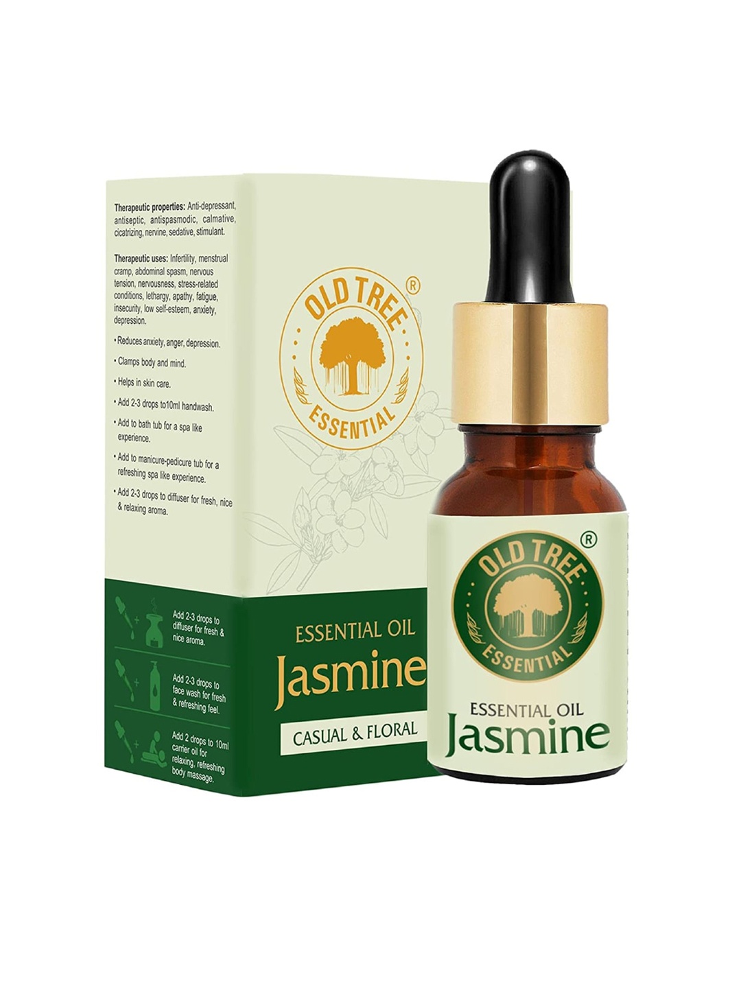 

OLD TREE Jasmine Essential Oil For Skin & Hair 15 ml, Green