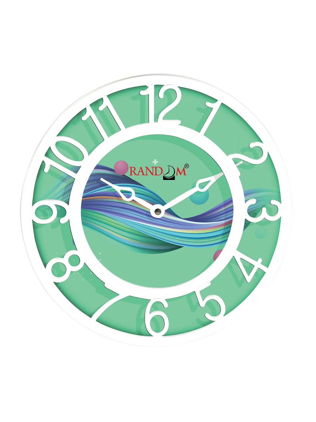 

RANDOM Green & White Printed Contemporary Wall Clock