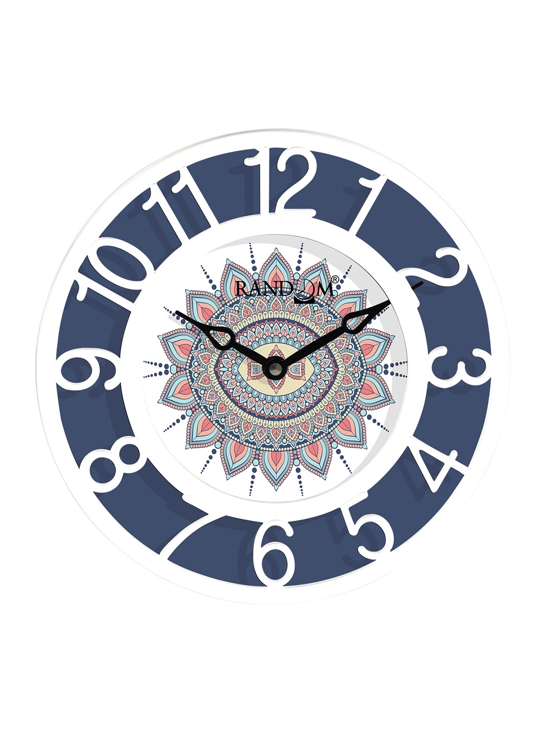 

RANDOM Navy Blue & White Printed Contemporary Wall Clock