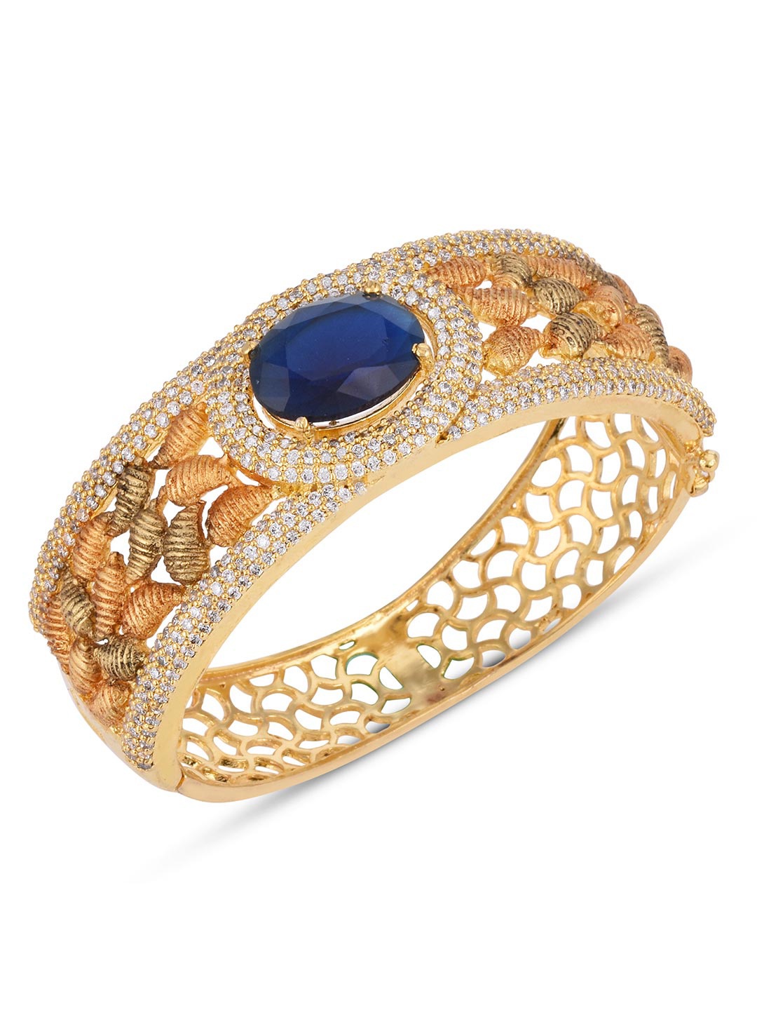 

Tistabene Women Gold-Toned & Blue Rhodium-Plated Bangle-Style Bracelet