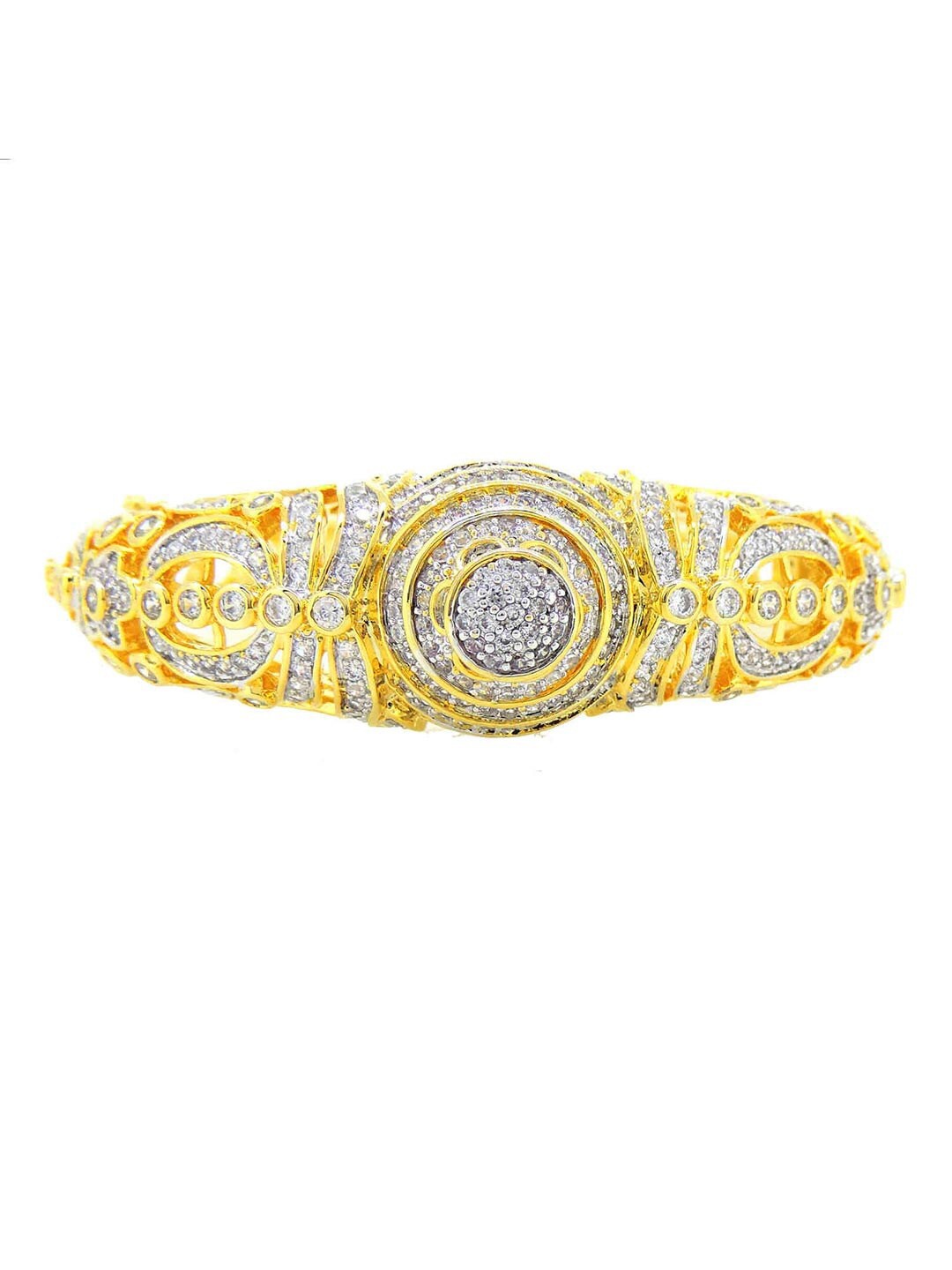 

Tistabene Women Gold-Toned Artificial Stones Rhodium-Plated Kada Bracelet