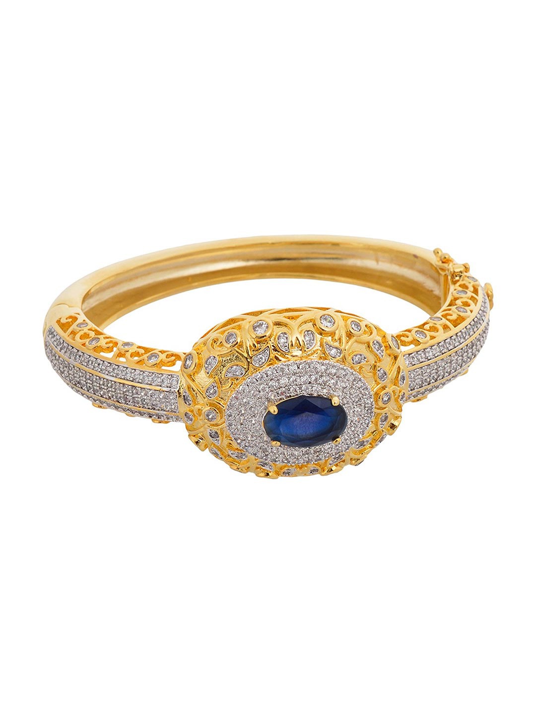 

Tistabene Women Gold-Toned & Blue Rhodium-Plated Kada Bracelet