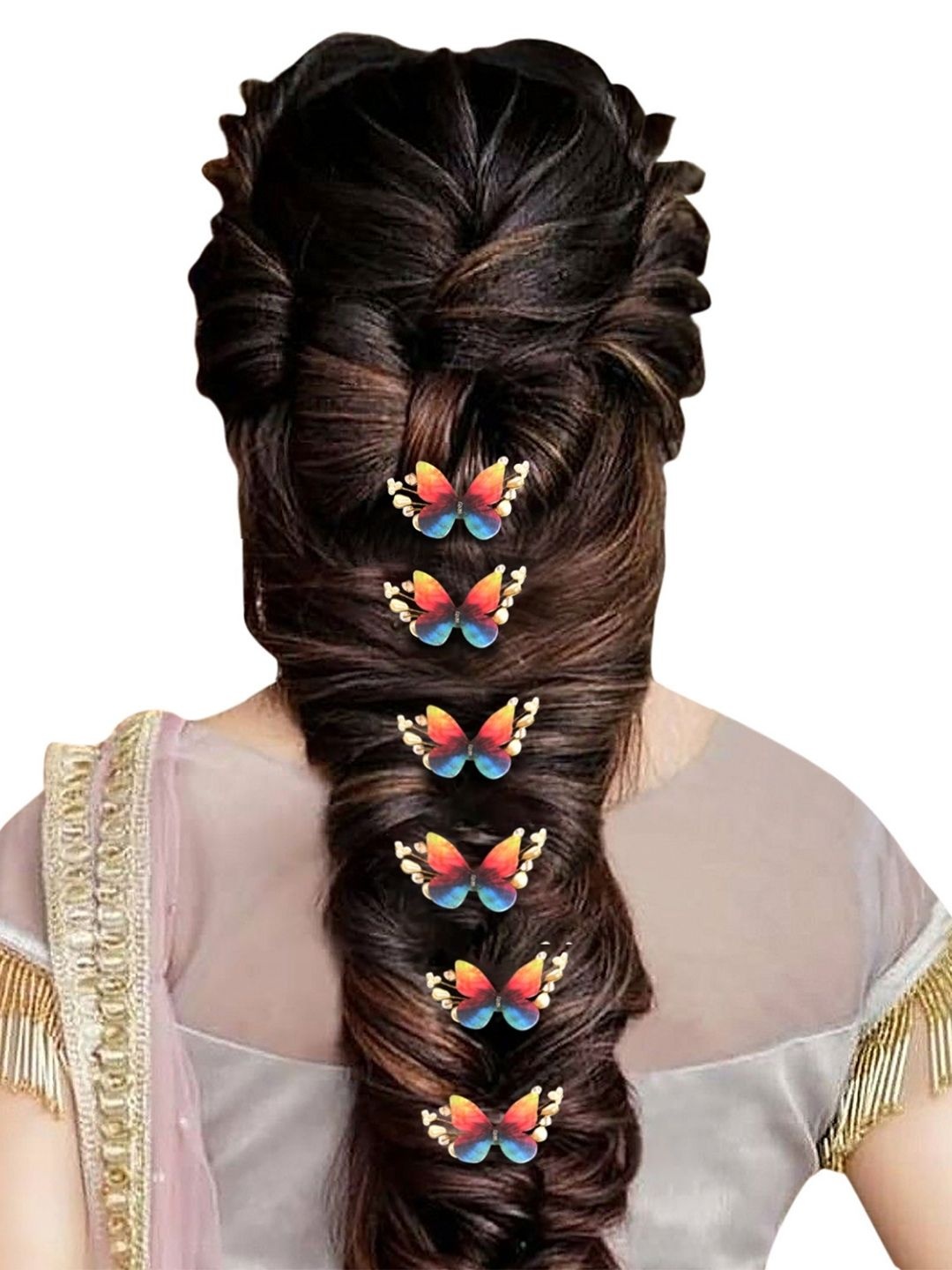 

AccessHer Women Gold Plated & Pink Butterfly Beaded Wedding Hair Styling Tiara