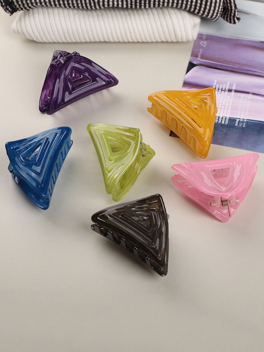 

AccessHer Women Multicoloured Set of 6 Claw Clip, Multi