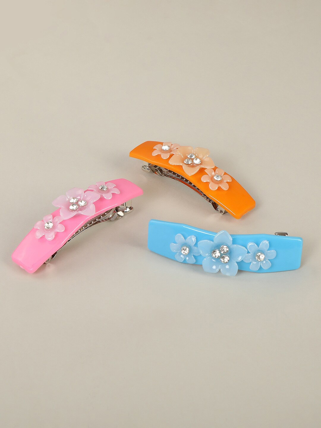 

AccessHer Women Multi Color Set Of 3 French Barrette
