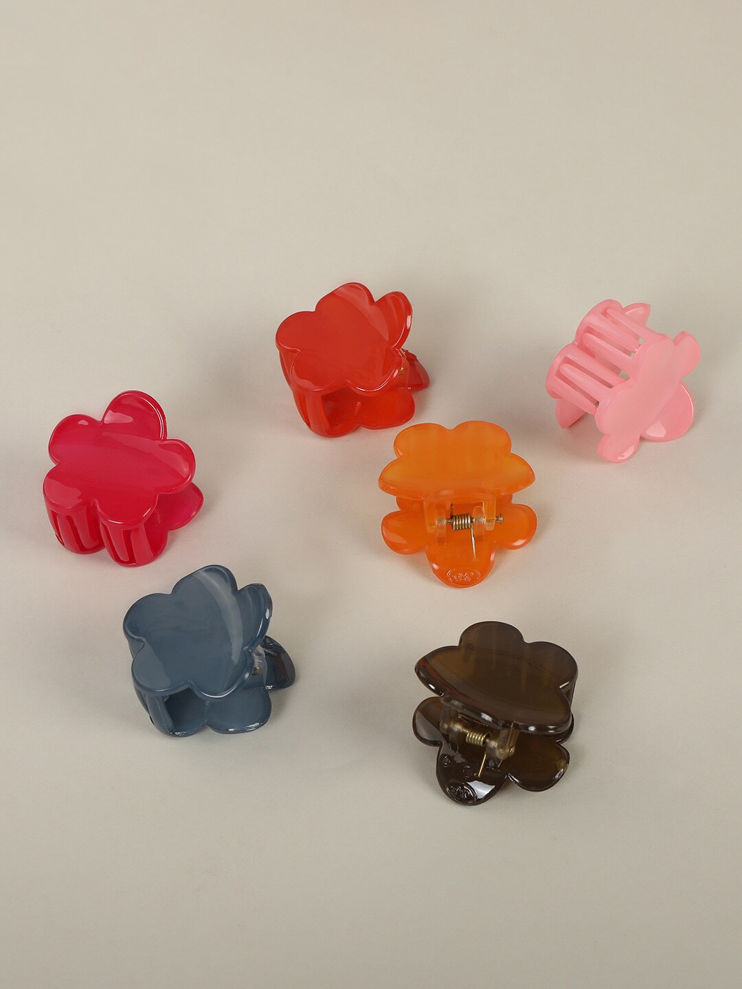 

AccessHer Women Pink & Red Set of 6 Claw Clip