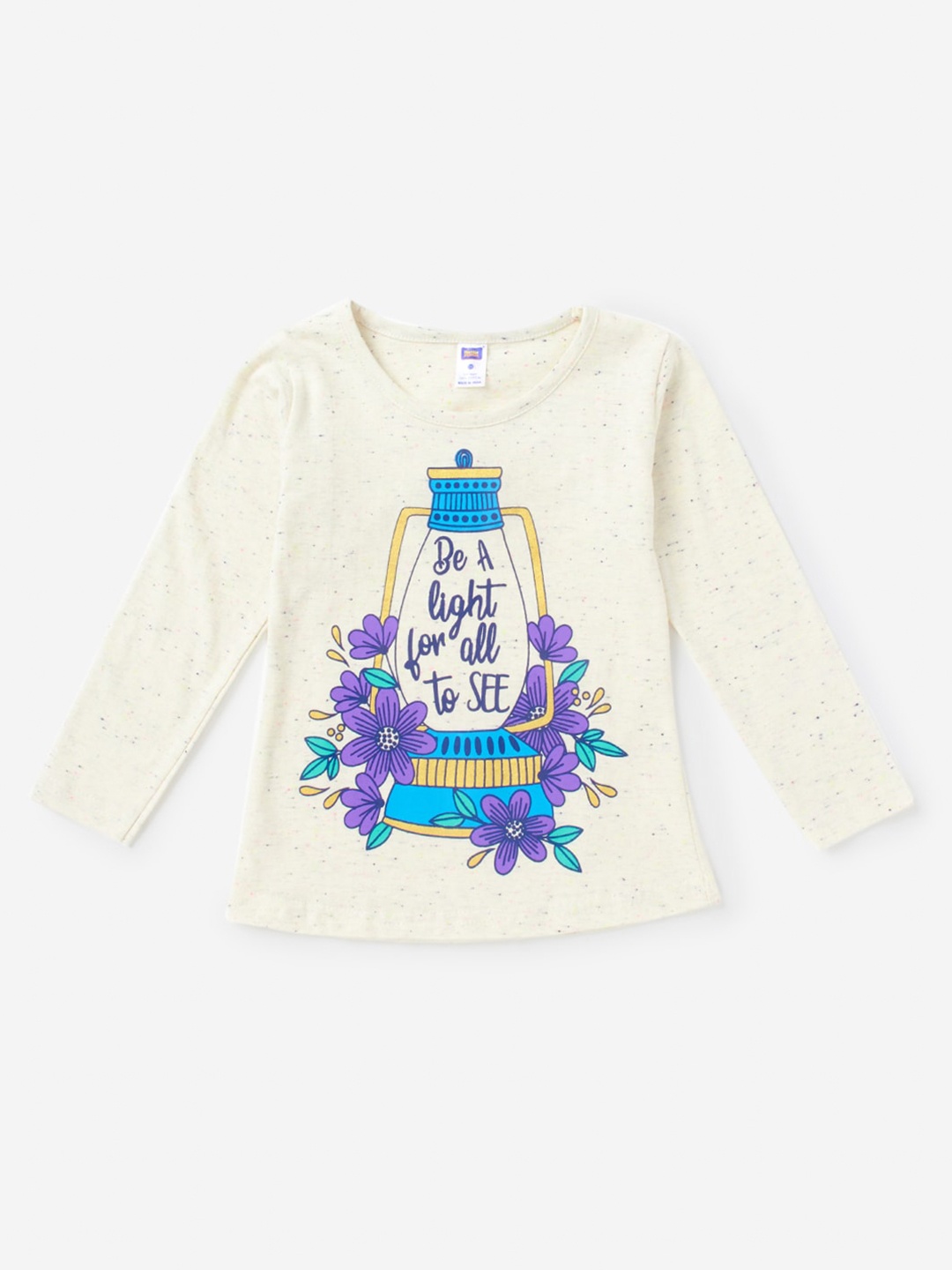 

Hopscotch Girls White Typography Printed T-shirt