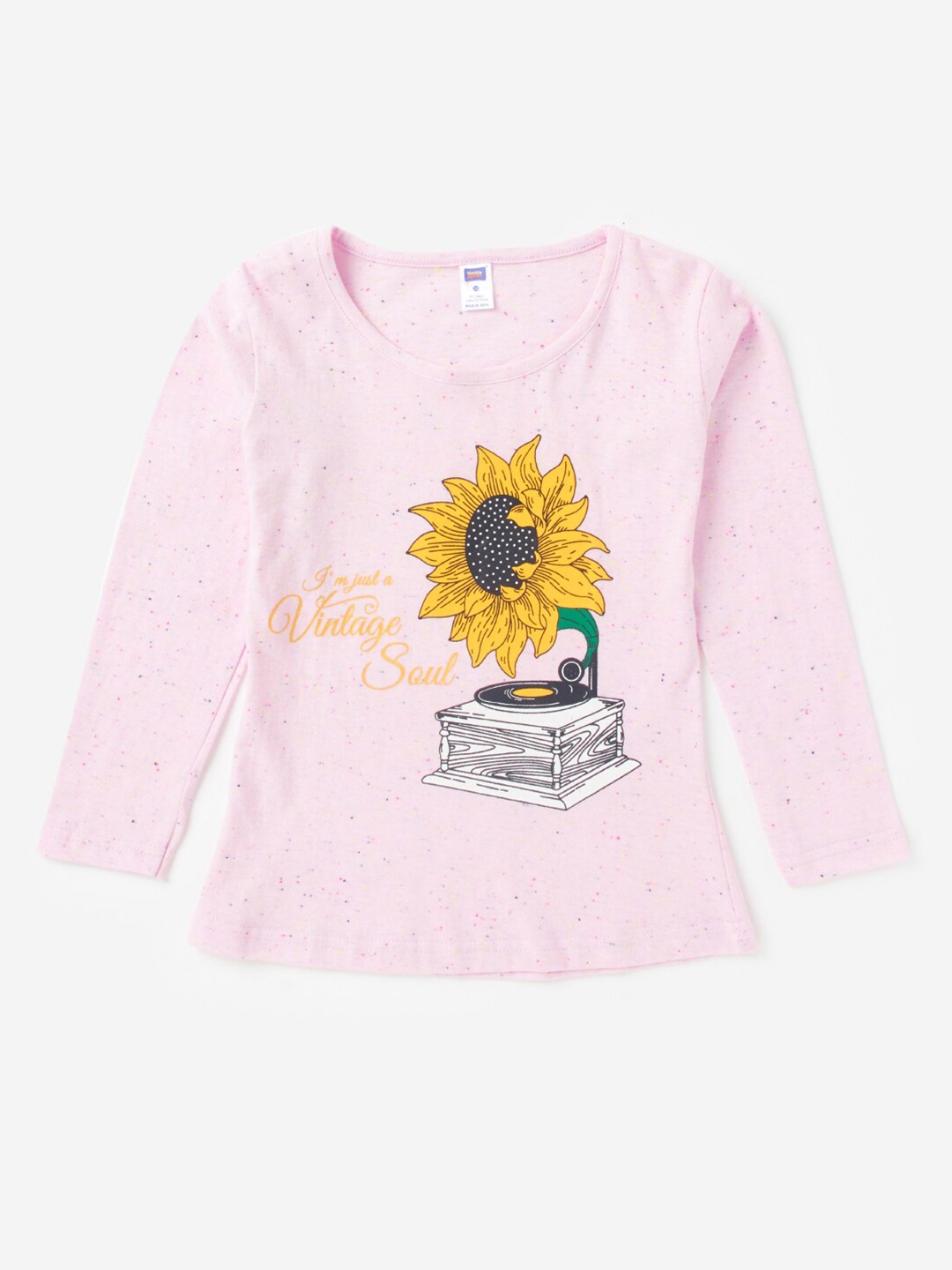 

Hopscotch Girls Pink Printed Pure Cotton T-shirt