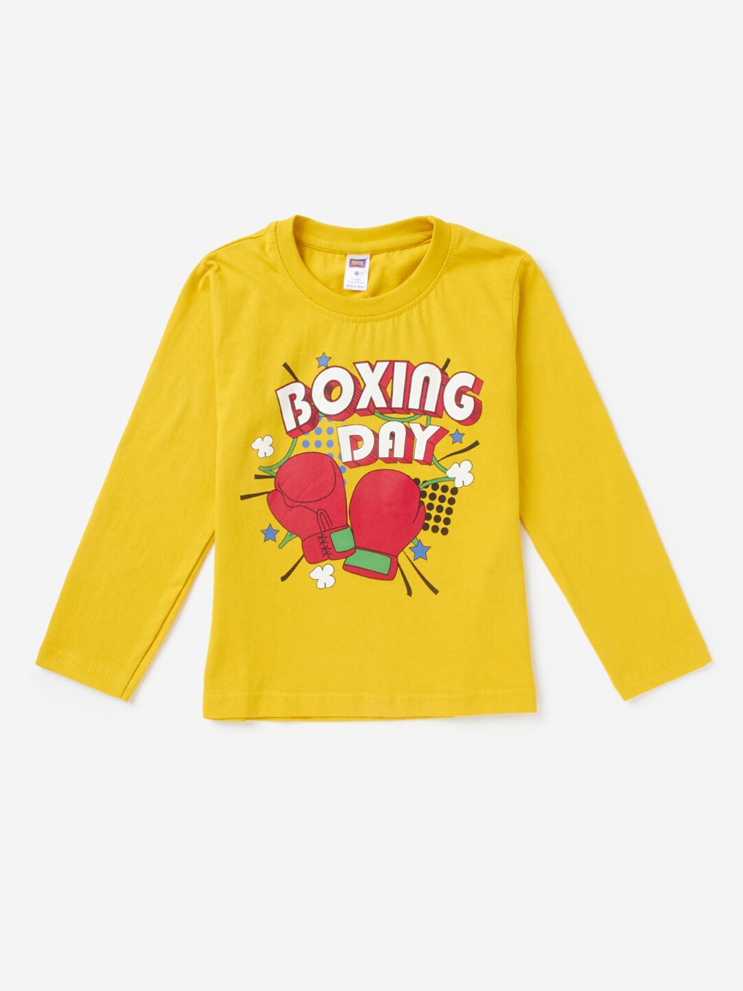 

Hopscotch Boys Yellow & Red Printed T-shirt