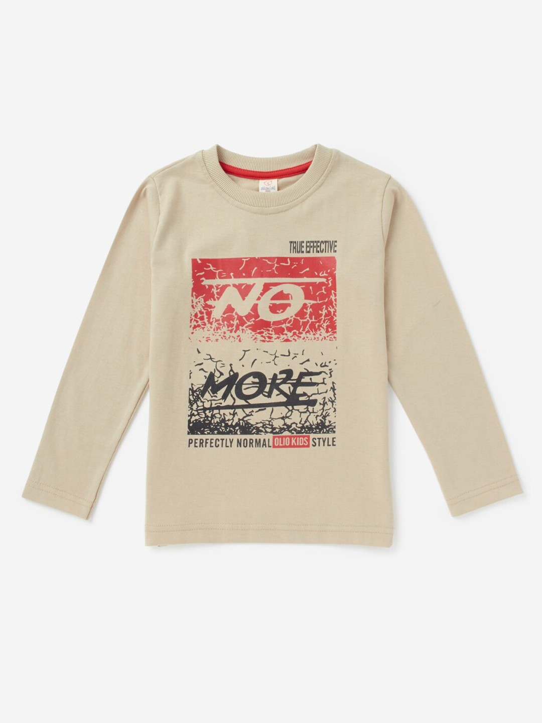 

Hopscotch Boys Beige & Red Typography Printed Pure Cotton T-shirt