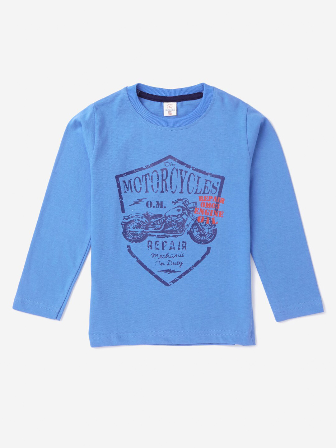 

Hopscotch Boys Blue Typography Printed Pure Cotton T-shirt