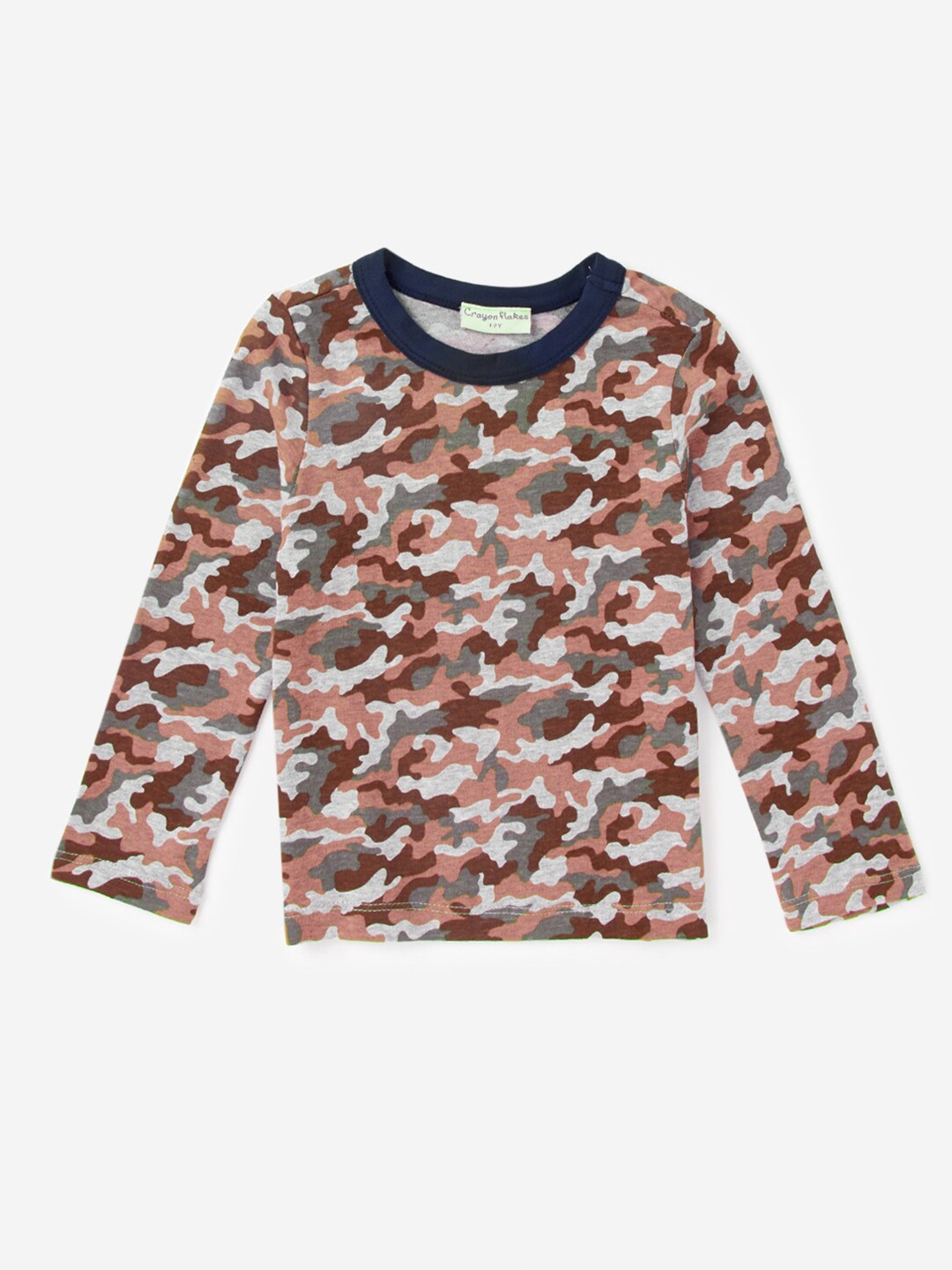 

Hopscotch Boys Grey & Orange Camouflage Printed Pure Cotton T-shirt