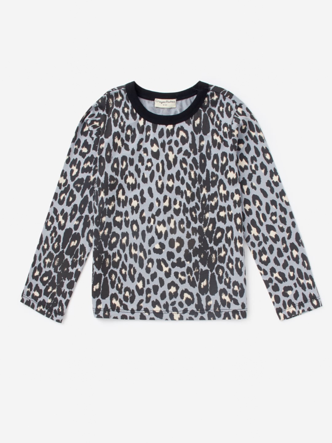 

Hopscotch Boys Grey & Black Cheetah Printed Pure Cotton T-shirt