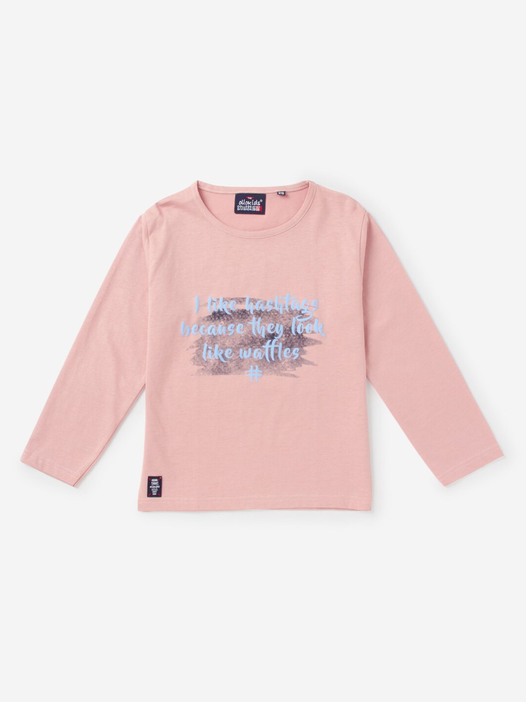 

Hopscotch Boys Pink Typography Printed Pure Cotton T-shirt