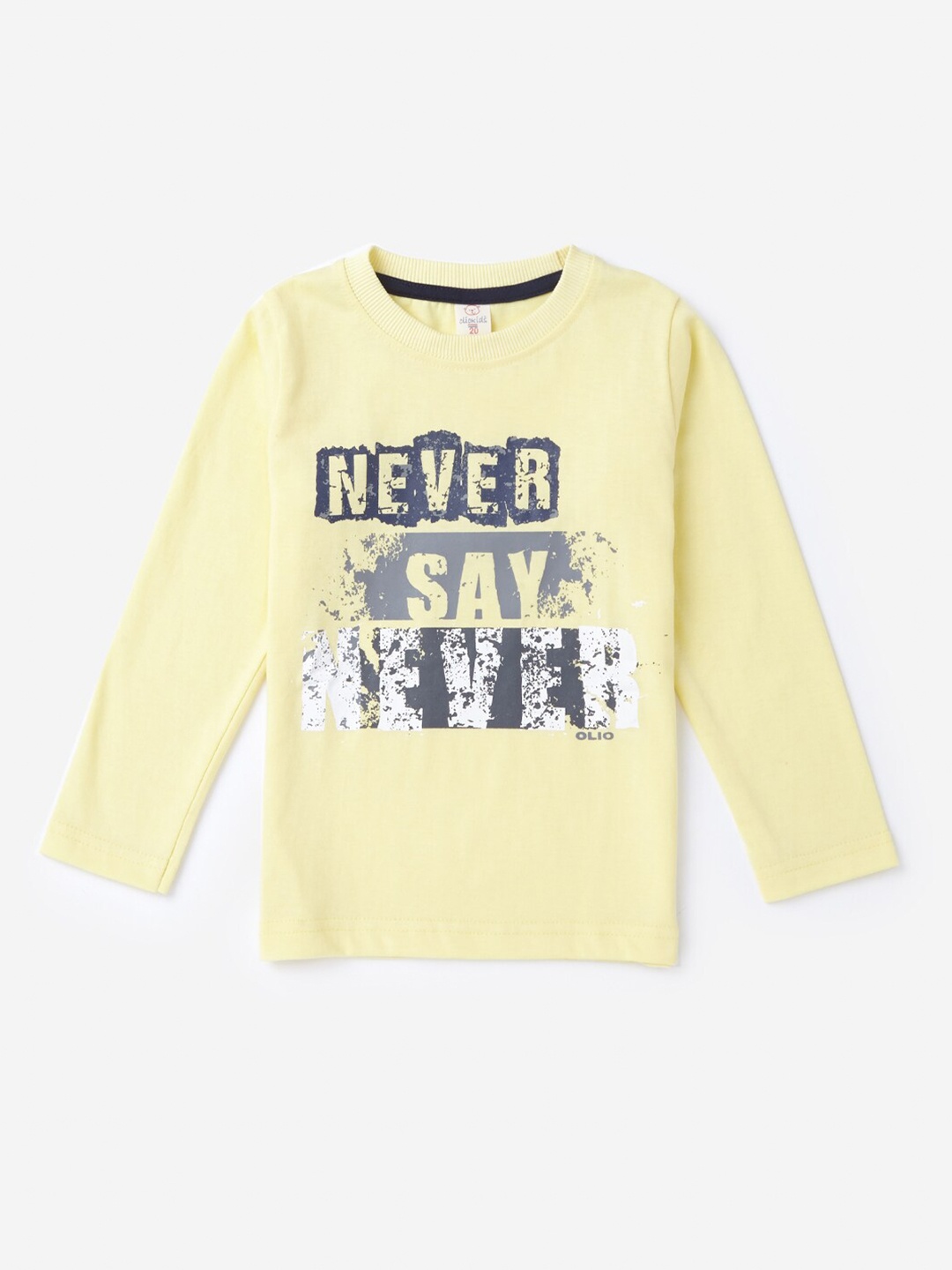 

Hopscotch Boys Cream-Coloured & Navy Blue Typography Printed Pure Cotton T-shirt