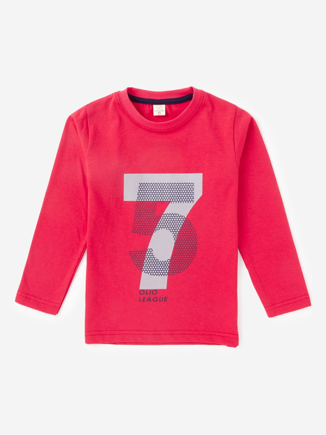 

Hopscotch Boys Red Typography Printed Pure Cotton T-shirt